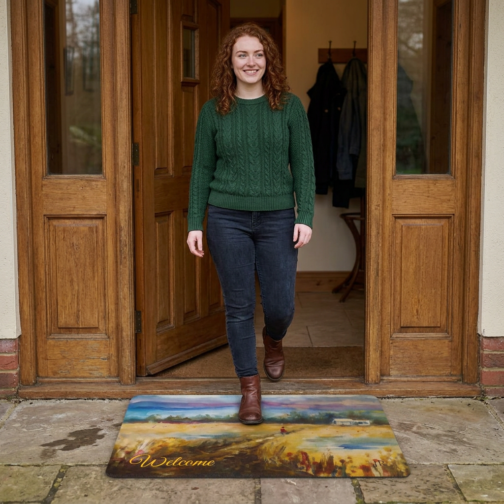 Polyester Countryside Doormat – Field Landscape Welcome Mat