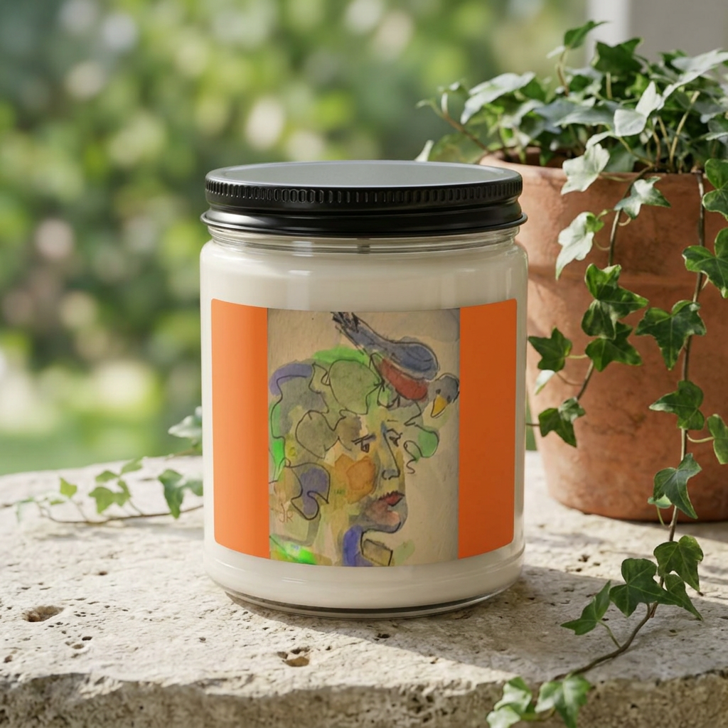 Bird Brain Scented Soy Candle, 9oz Bird on woman's head