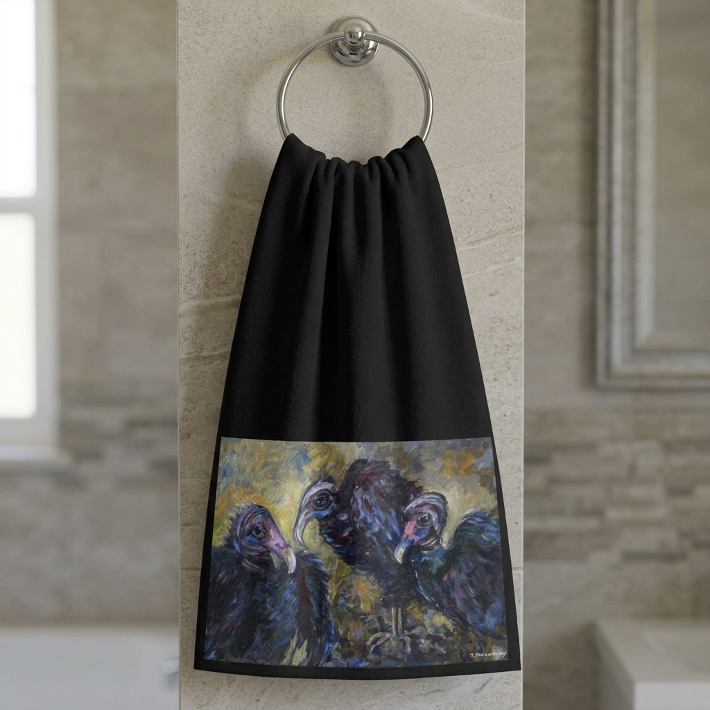 Vulture Trio Towel painting Mink-Cotton Towel |no textured brushwork