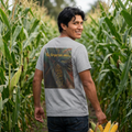 Corn Cob Back Painting T-Shirt | Minimal Small Script Chest Print