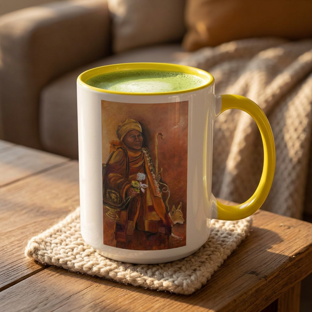 Peaceful Monk Accent Coffee Mug — Inspiration Art (11/15oz)