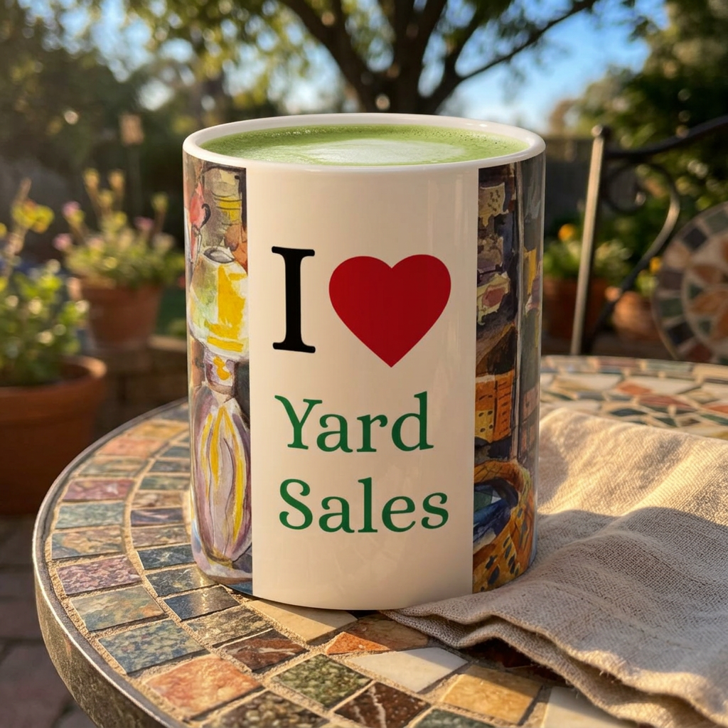 Yard Sales Illustration Mug | Ceramic Coffee Cup 11oz 15oz