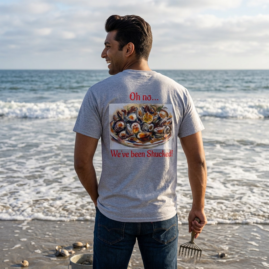 Clam Shells Watercolor T-Shirt | Minimal Script Chest Print