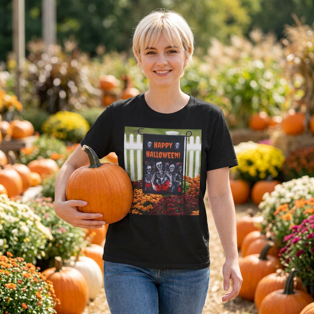 Happy Halloween sign T-Shirt | skeletons, spooky yard décor, fall decor