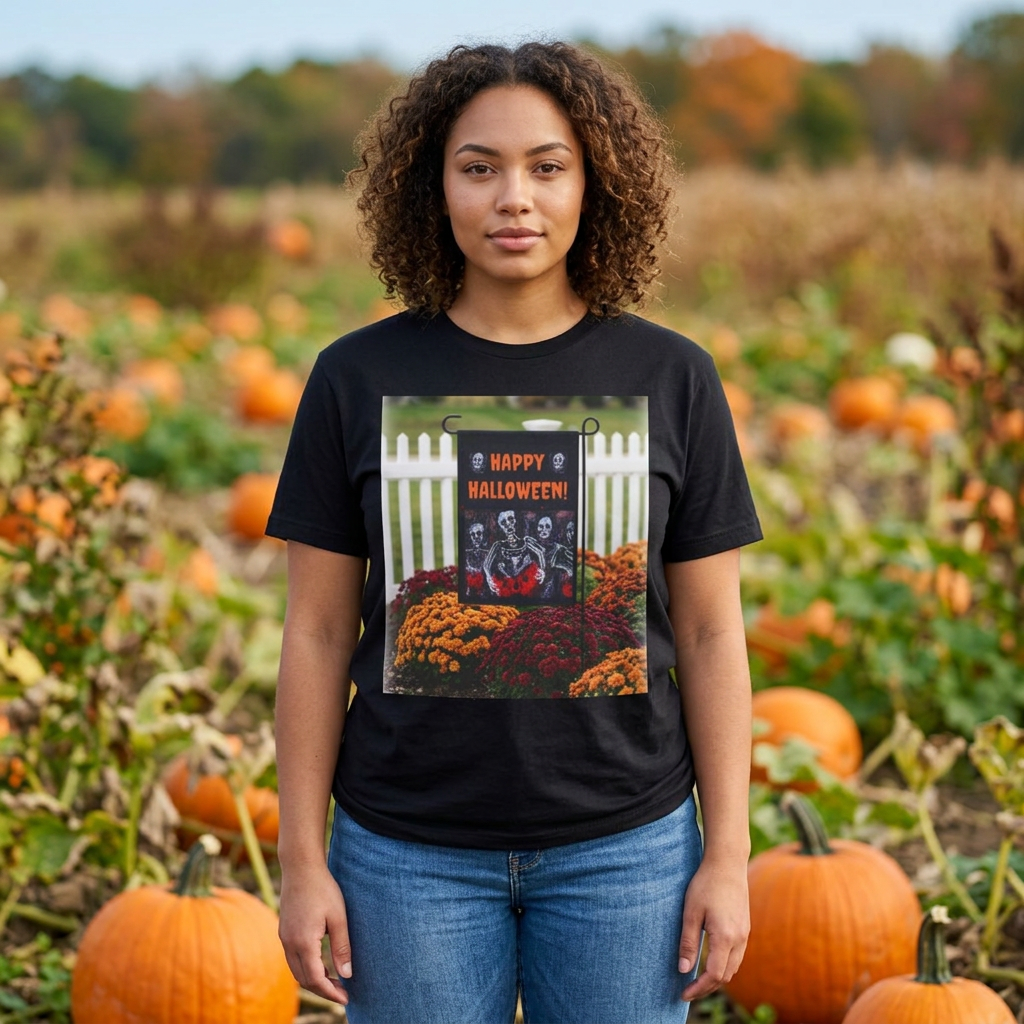 Happy Halloween sign T-Shirt | skeletons, spooky yard décor, fall decor