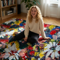 Daisies Rug | Washable Floral Accent Rug - shown larger