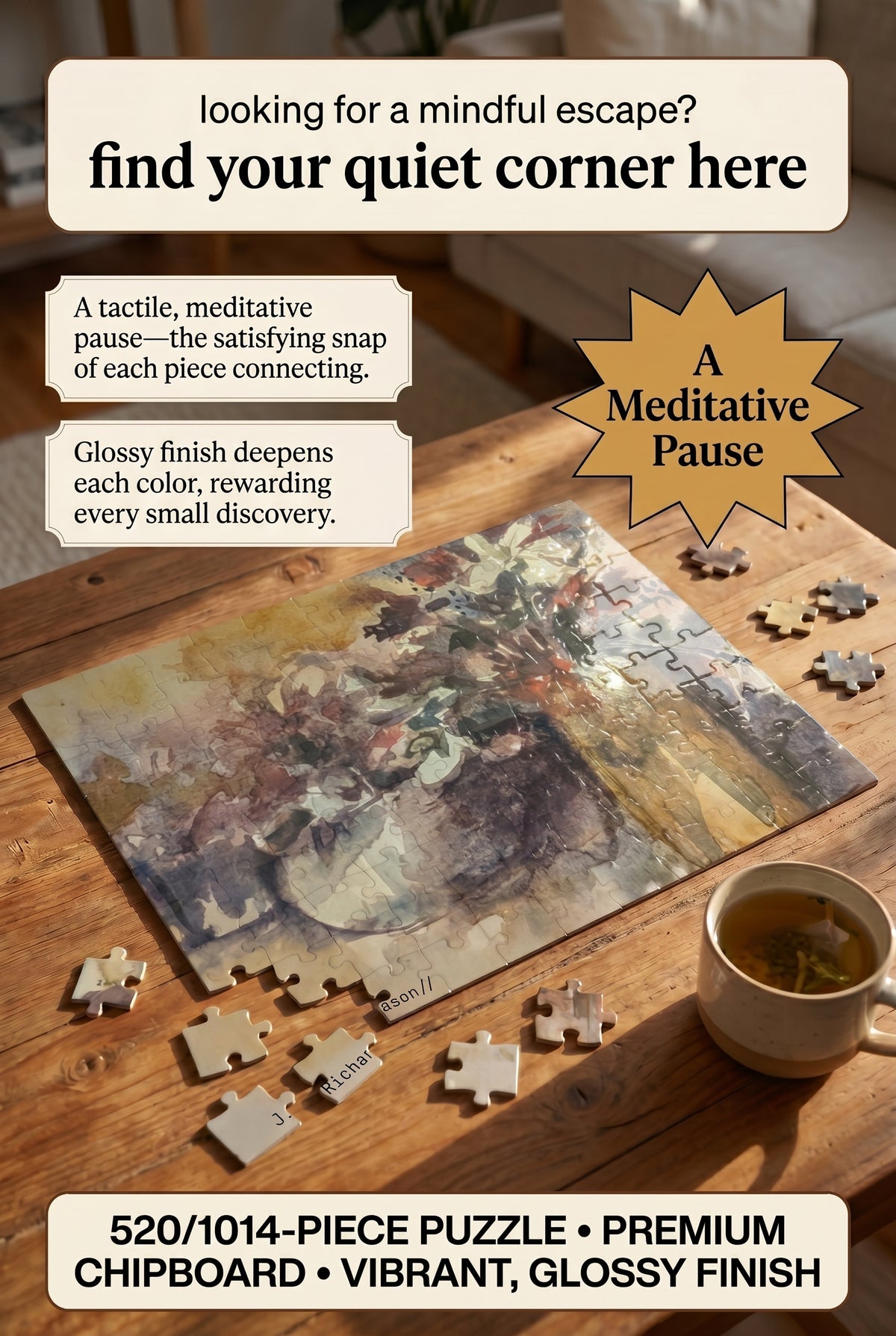 Floral Still Life Jigsaw Puzzle — 520/1014-Piece Floral Puzzle