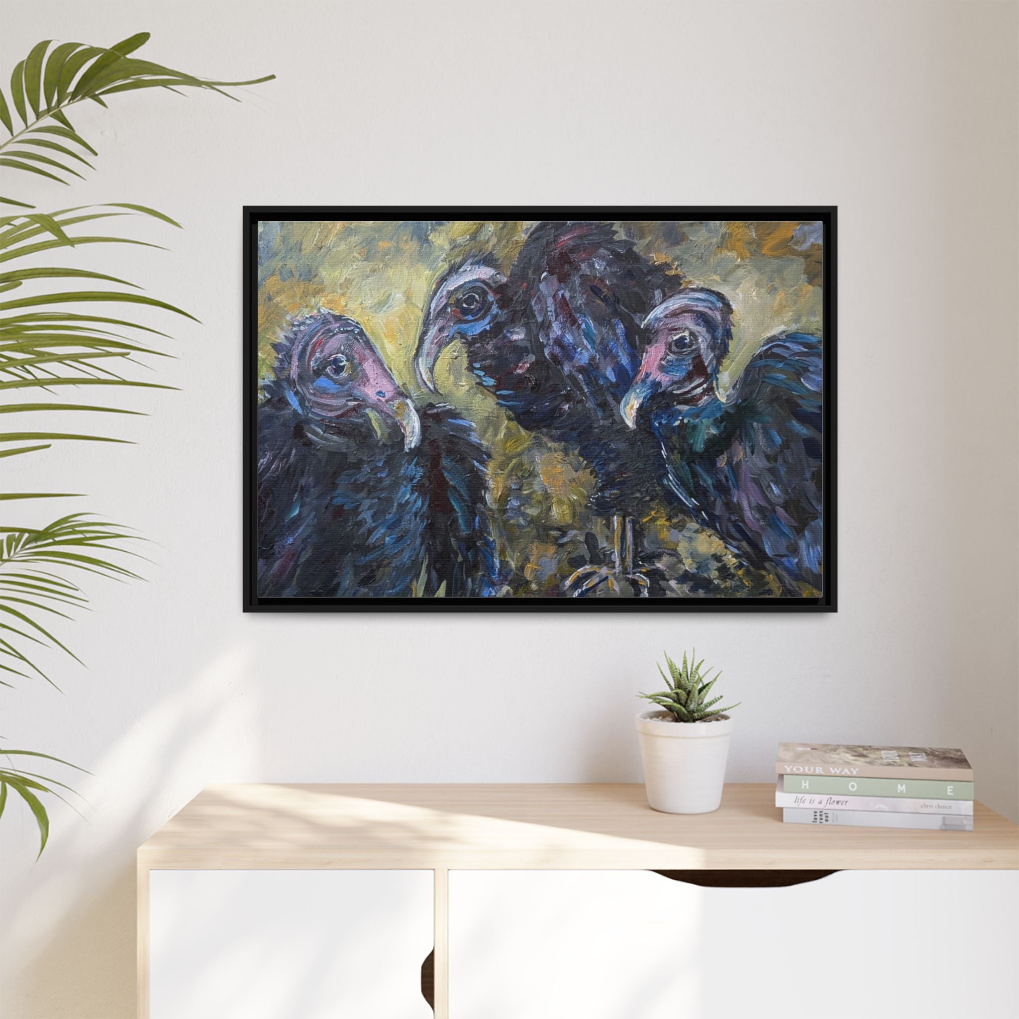 Three Vultures Painting Matte Canvas
