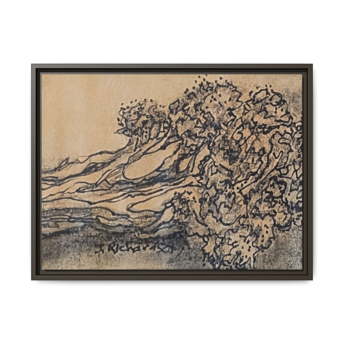 Matte Canvas Wall Art — "Broccoli" Pencil Sketch (Framed)