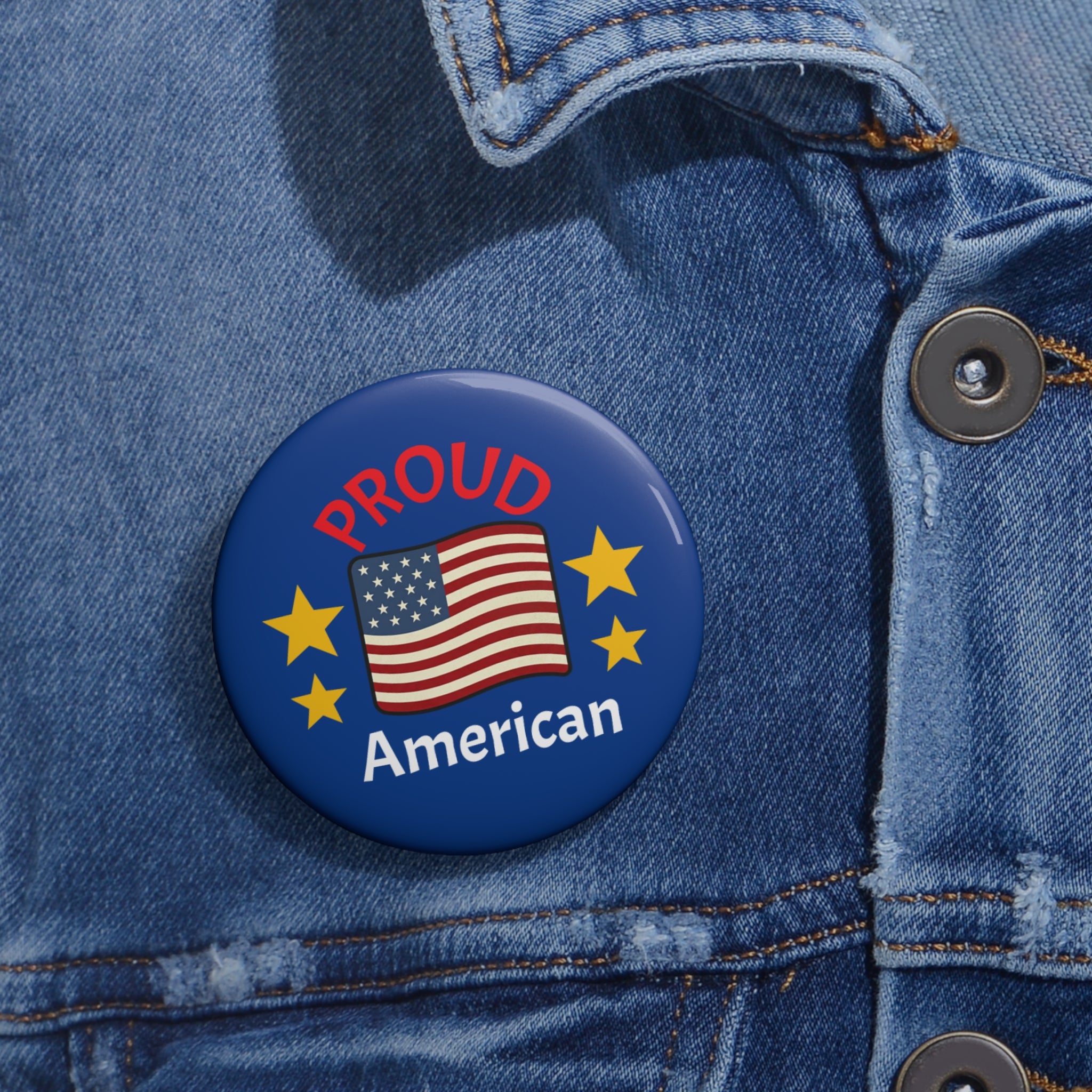 Proud American Pin Button  Badge
