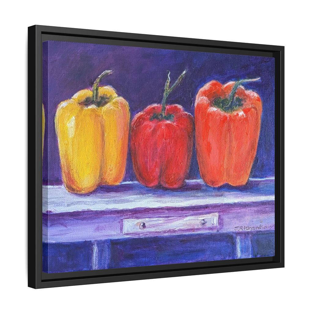 Framed Canvas Print - Colorful Bell Peppers Still Life