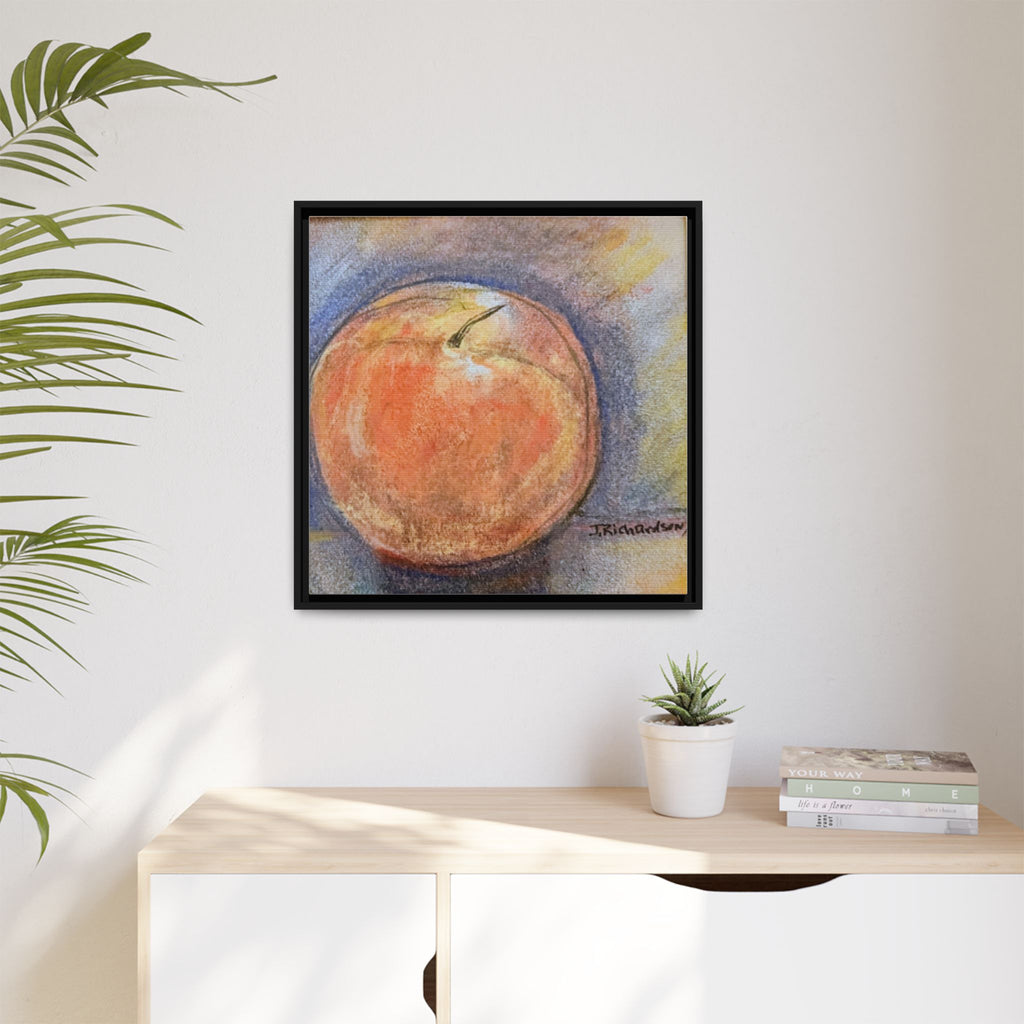 Peach Pastel Painting Framed Matte Canvas