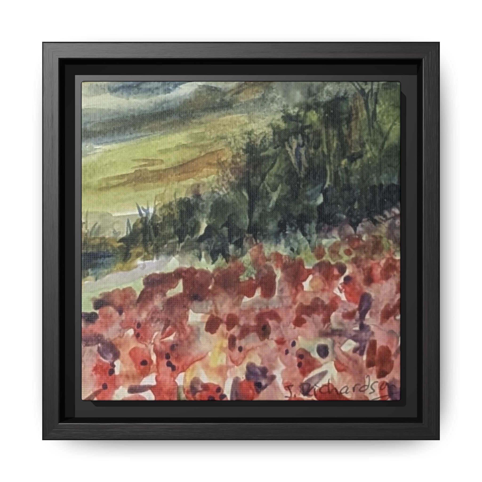 Framed Poppies landscape Matte Canvas,   Multi-color frames)