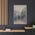 Misty Forest Landscape Matte Canvas Framed | Watercolor Mountain Scene