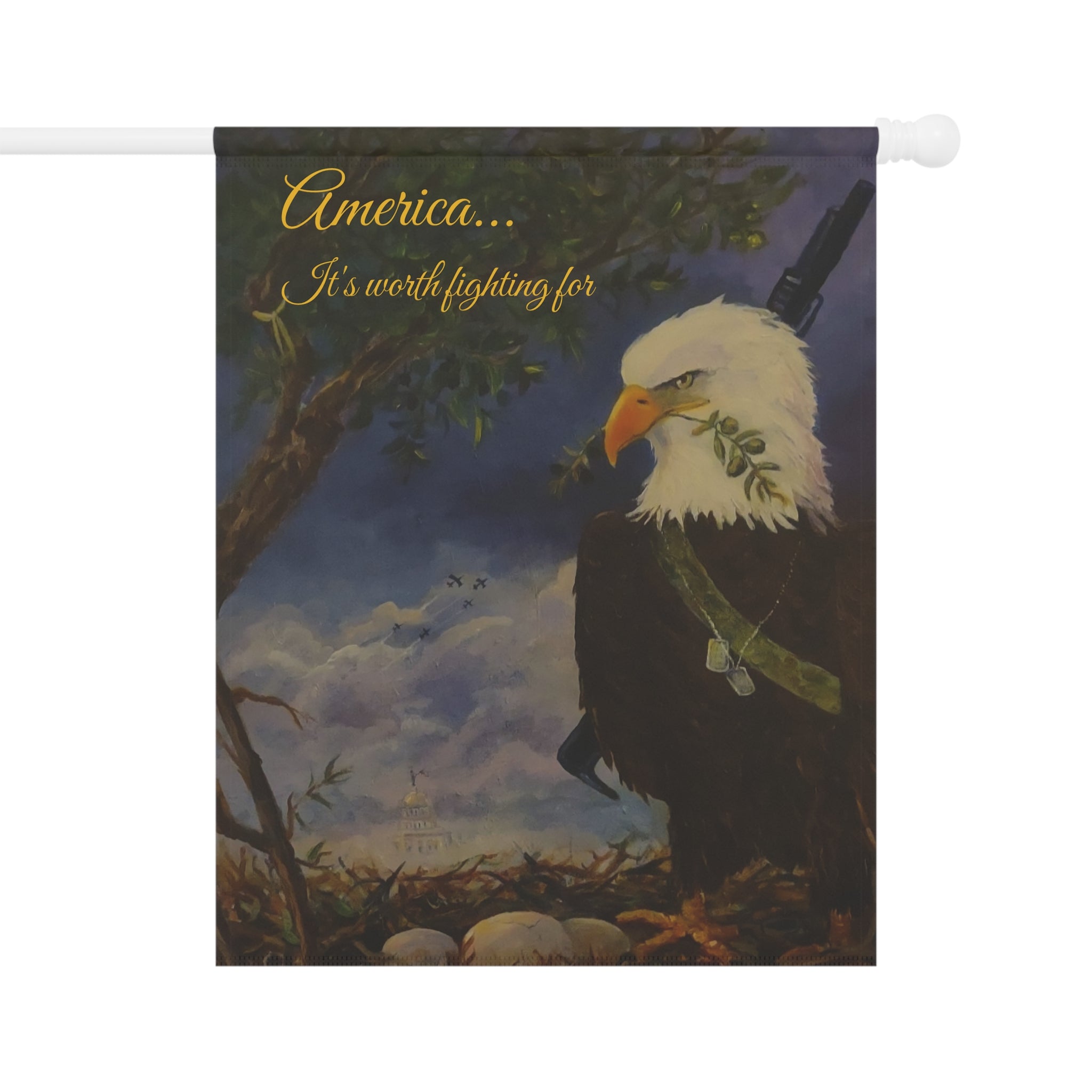 Patriotic eagle garden flag created by JR
