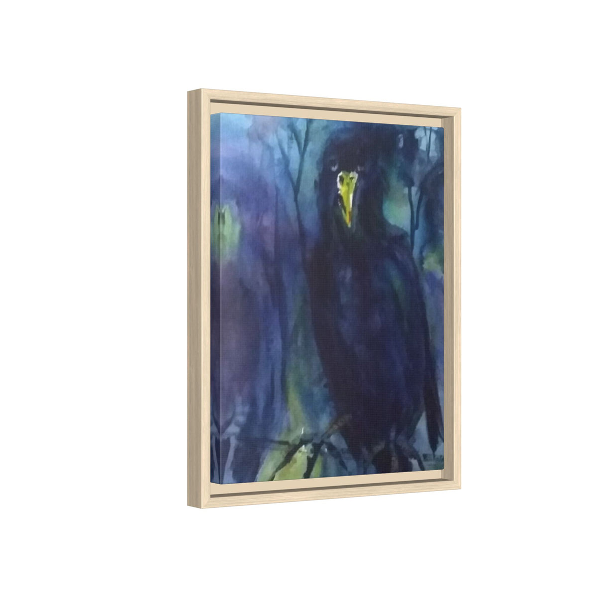 Framed Matte Canvas Print — Moody Black Raven Artwork