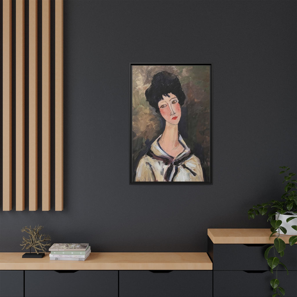 Framed Matte Canvas Print – Modigliani‑Style Portrait Art