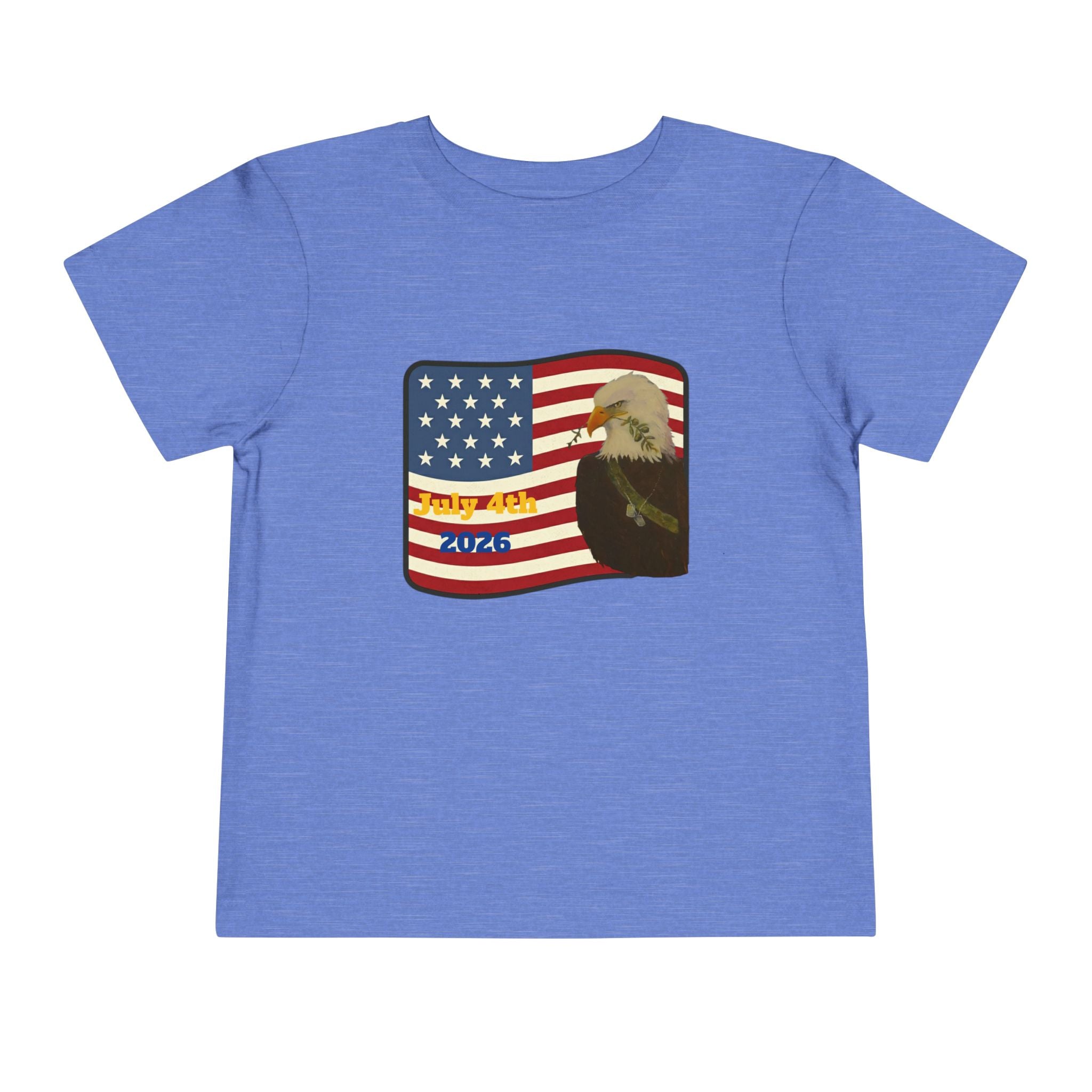 July 4th Toddler Tee —2T - 5T Patriotic Bald Eagle "USA 2026" Graphic
