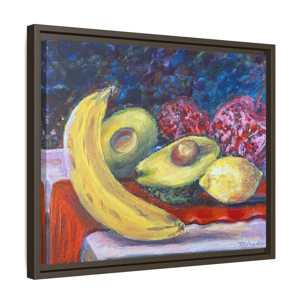 Framed Matte Canvas Still Life Print — Banana, Avocado & Lemon Artwork