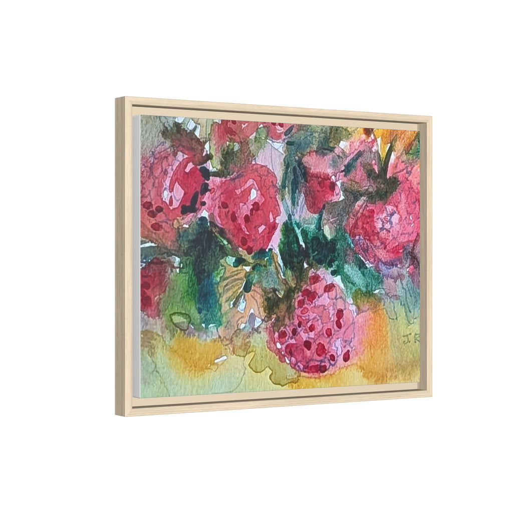 Raspberry Patch Still Life Framed Matte Canvas Print