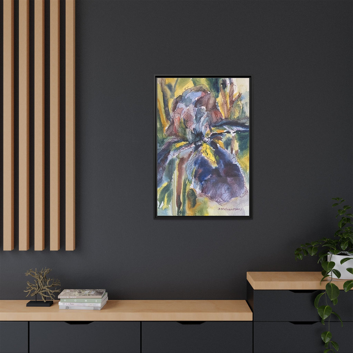 Framed Watercolor Iris Matte Canvas Wall Art