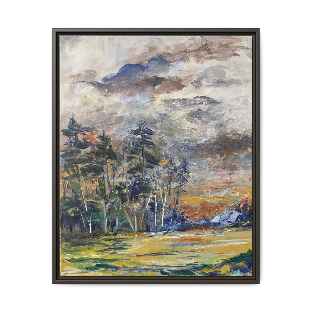 Framed Matte Canvas Landscape Print — Abstract Forest Meadow Wall Art