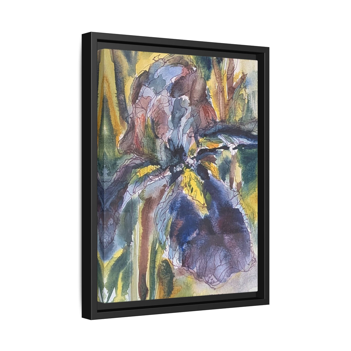 Framed Watercolor Iris Matte Canvas Wall Art