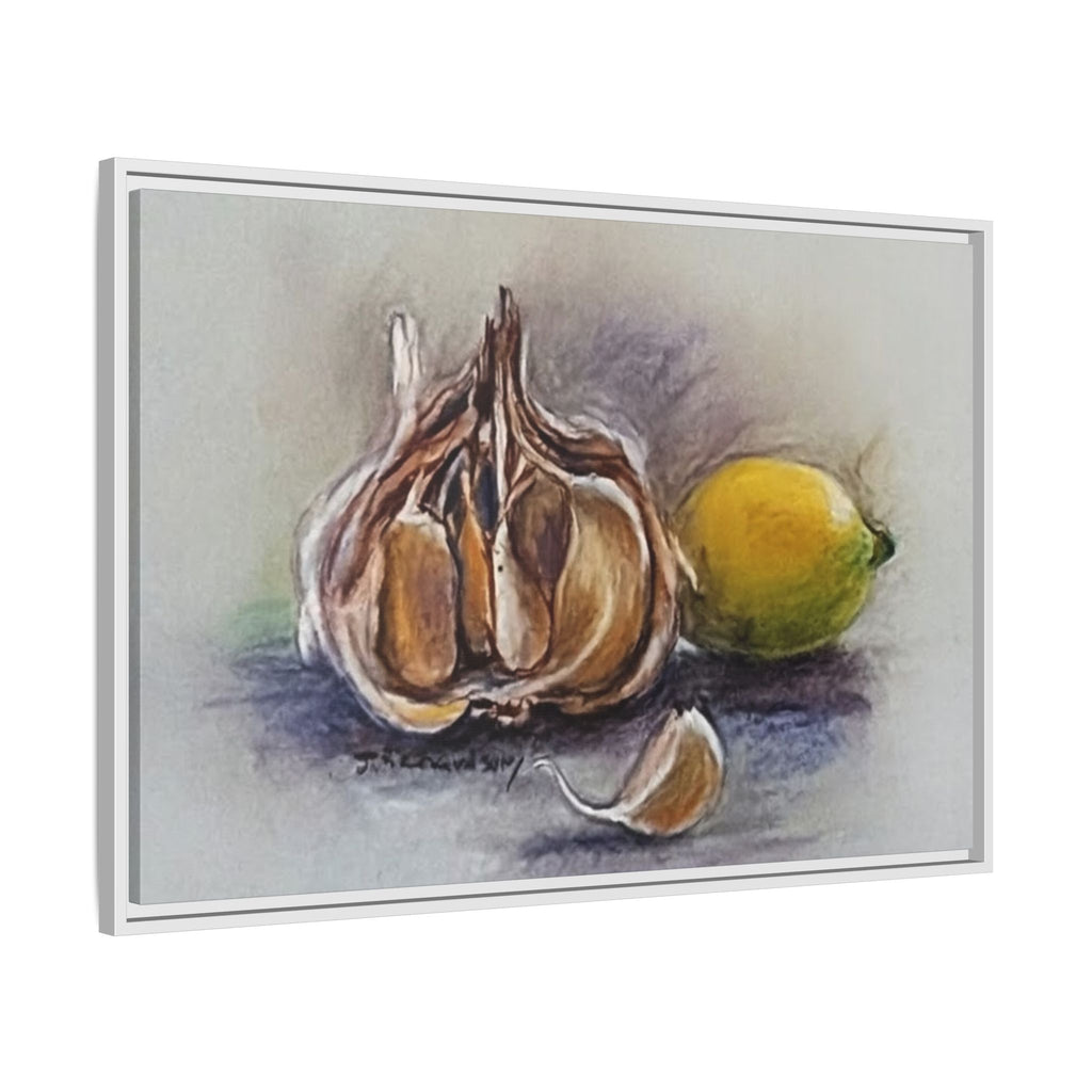 Garlic and Lemon Still Life Matte Canvas (Framed)