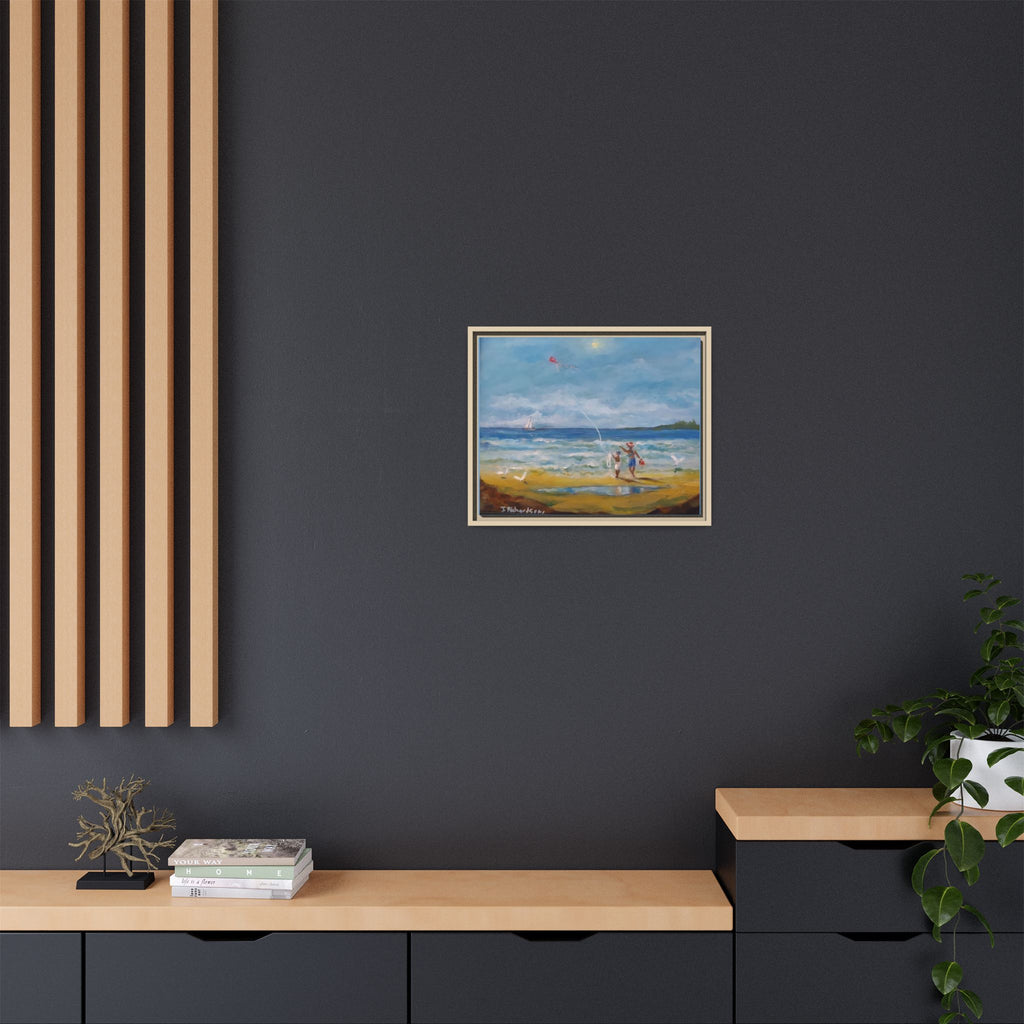 Kite on shore Framed Matte Canvas Wall Art