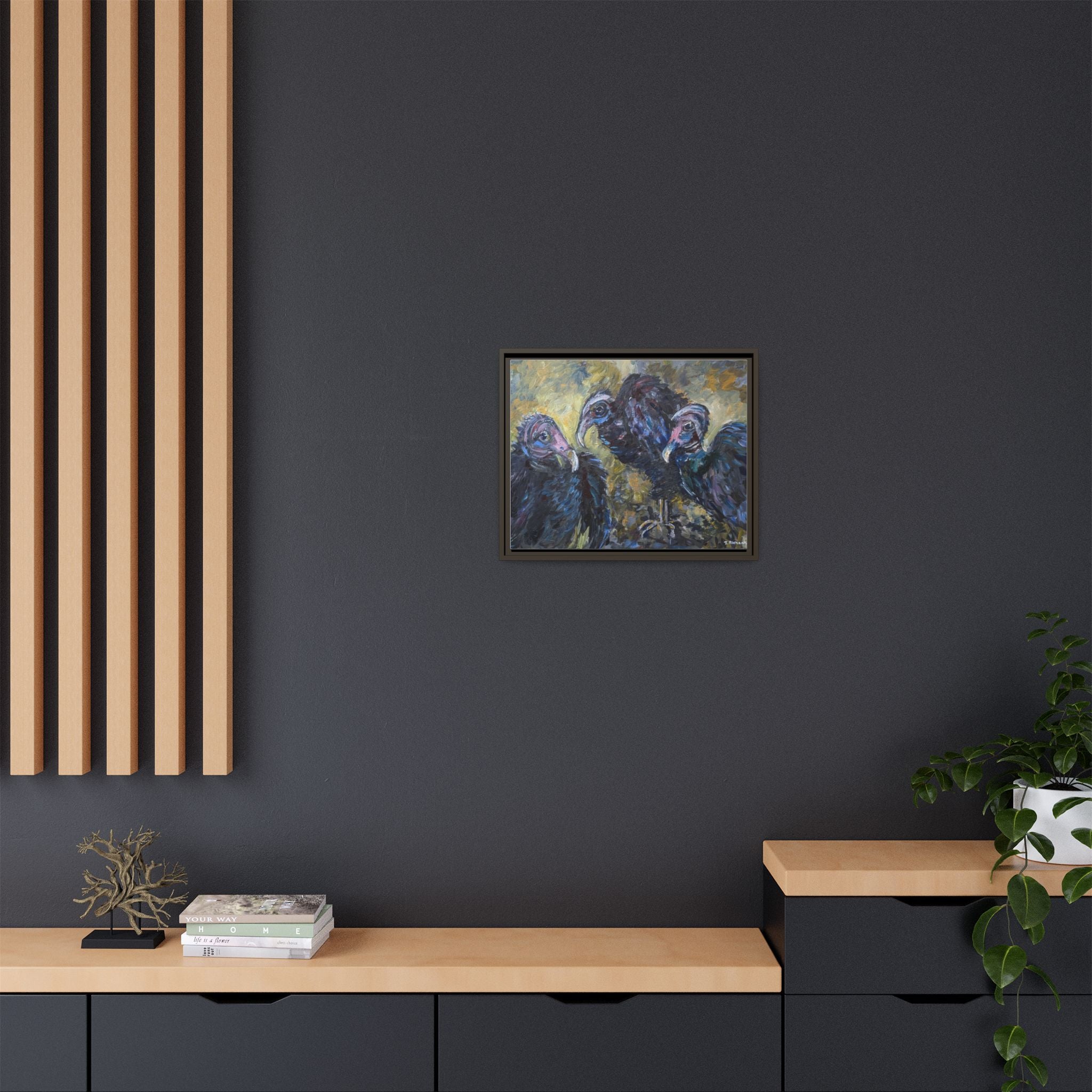 Three Vultures Painting Matte Canvas