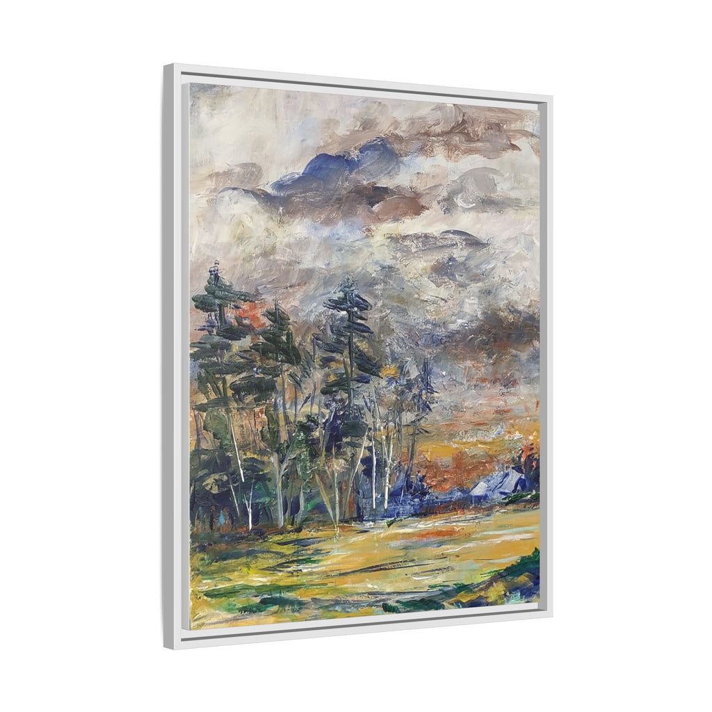 Framed Matte Canvas Landscape Print — Abstract Forest Meadow Wall Art
