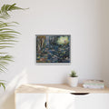 Forest Path Abstract Matte Canvas Framed | Red-Coated Figure, Blue-Green Impressionist Wall Art