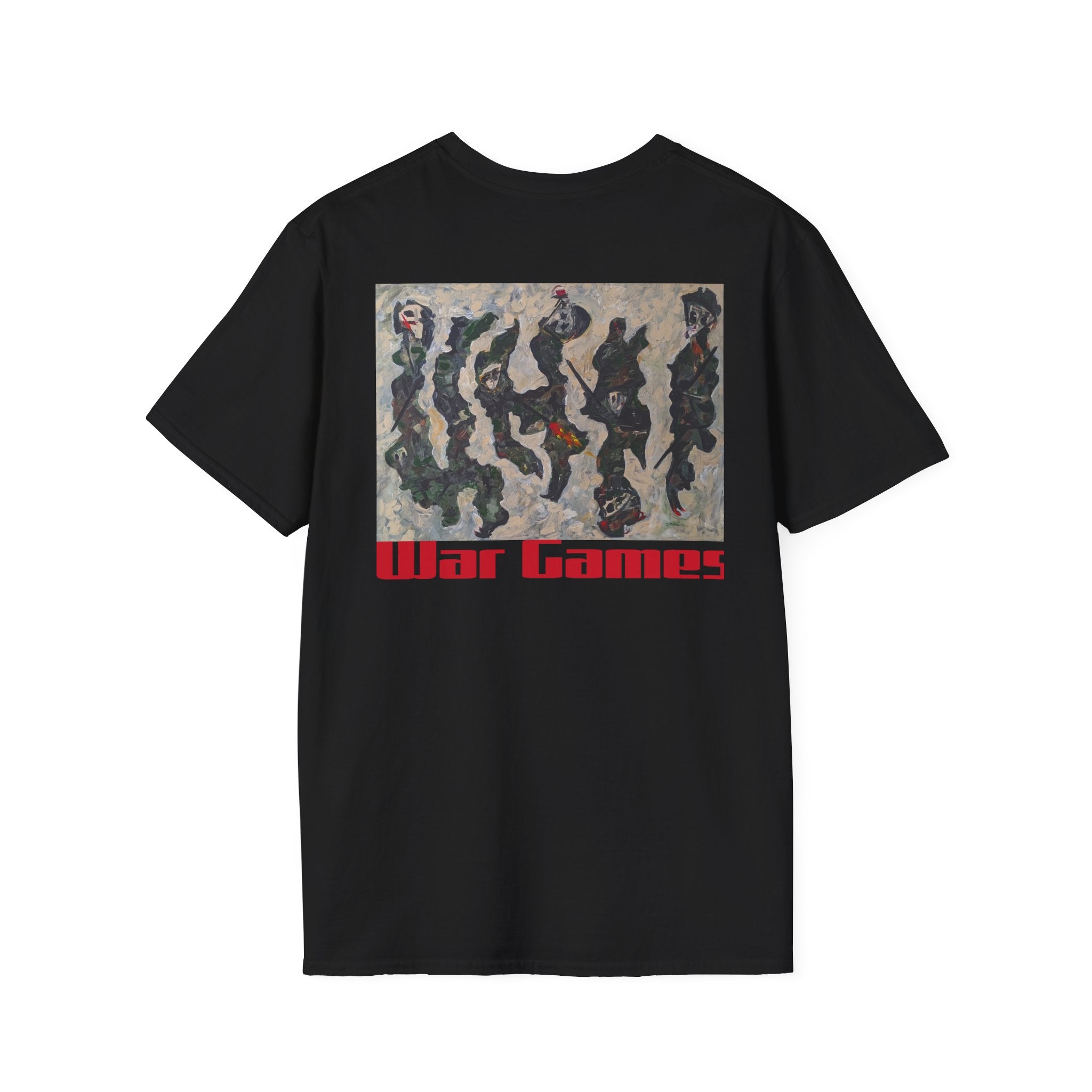 Abstract war figures Unisex T-Shirt 2 sided chest logo &  back design
