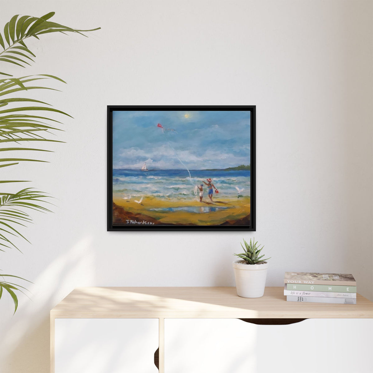 Red Kite Oceanside Framed Matte Canvas Wall Art