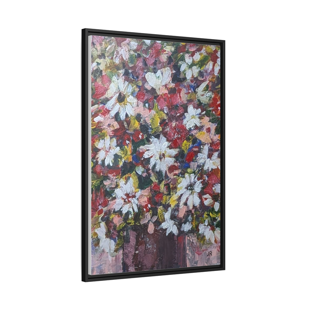 Daisies Floral Painting Matte Canvas Framed | Flower Art Wall Decor