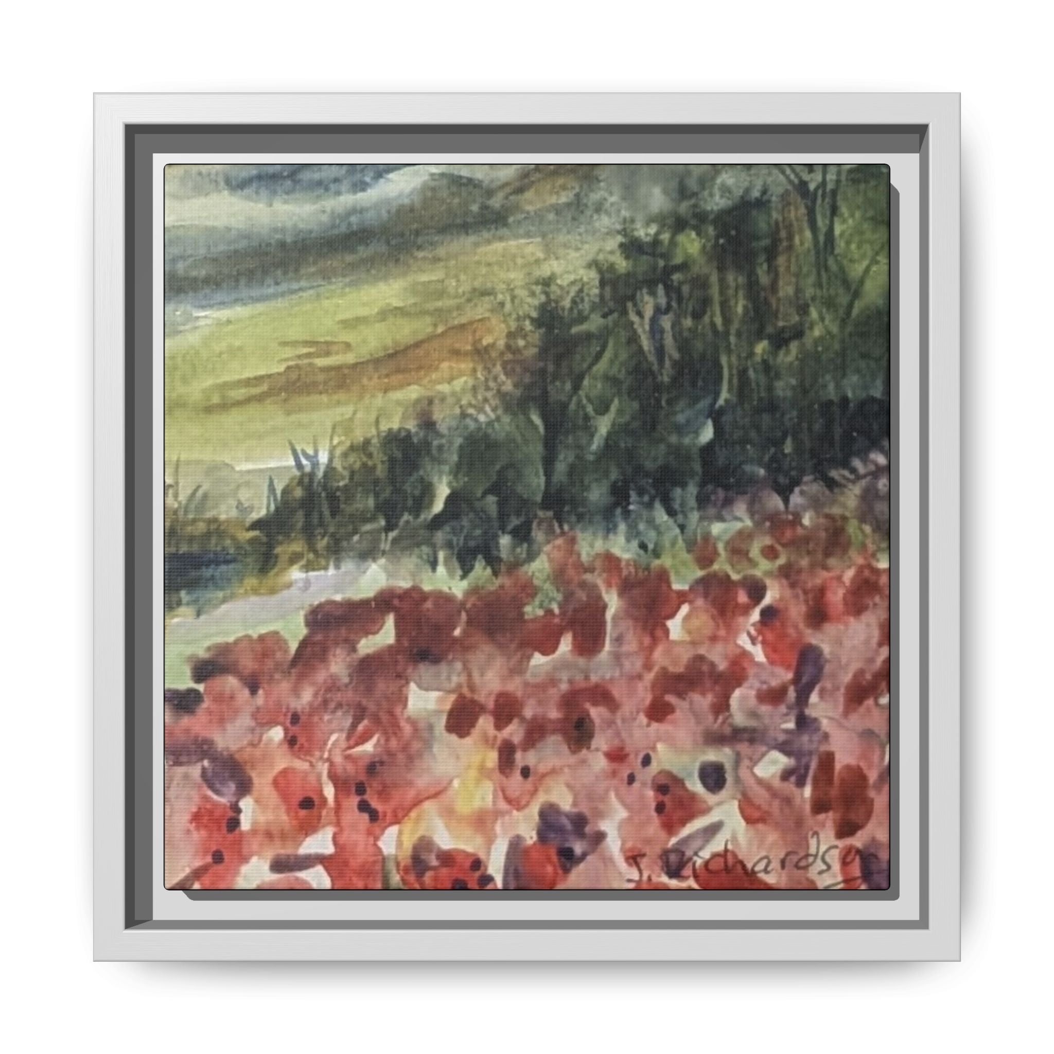 Framed Poppies landscape Matte Canvas,   Multi-color frames)