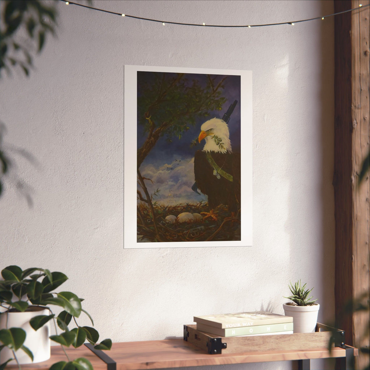 Patriotic Bald Eagle Nest Matte Poster | Vintage Wildlife Art