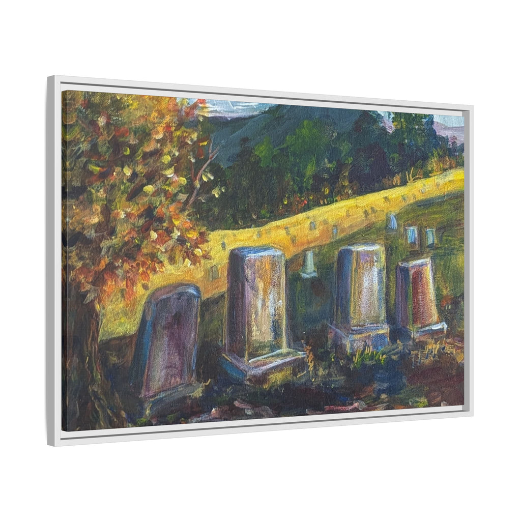 Framed Matte Canvas – Autumn Cemetery Landscape Art Print