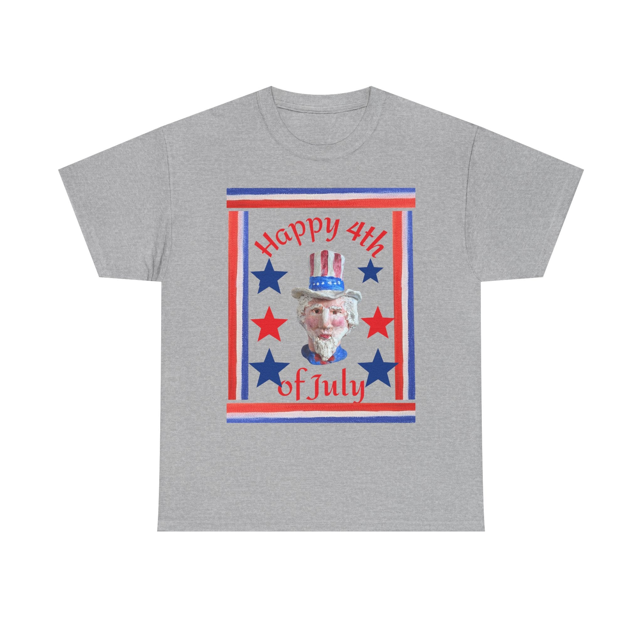 4th of July Patriotic T-Shirt — "Happy 4th of July" Uncle Sam Design