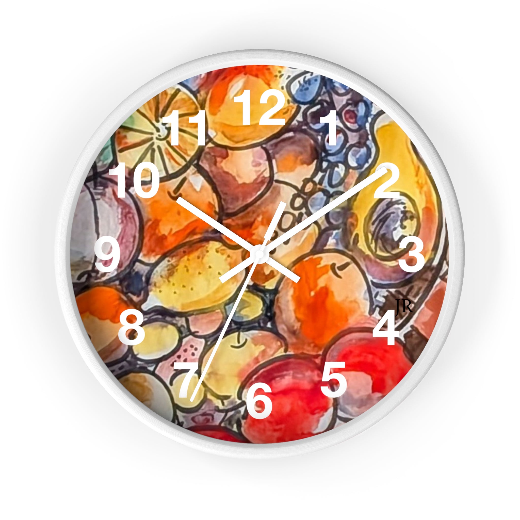Fruit Watercolor Wall Clock — Bright Kitchen Decorative Clock
