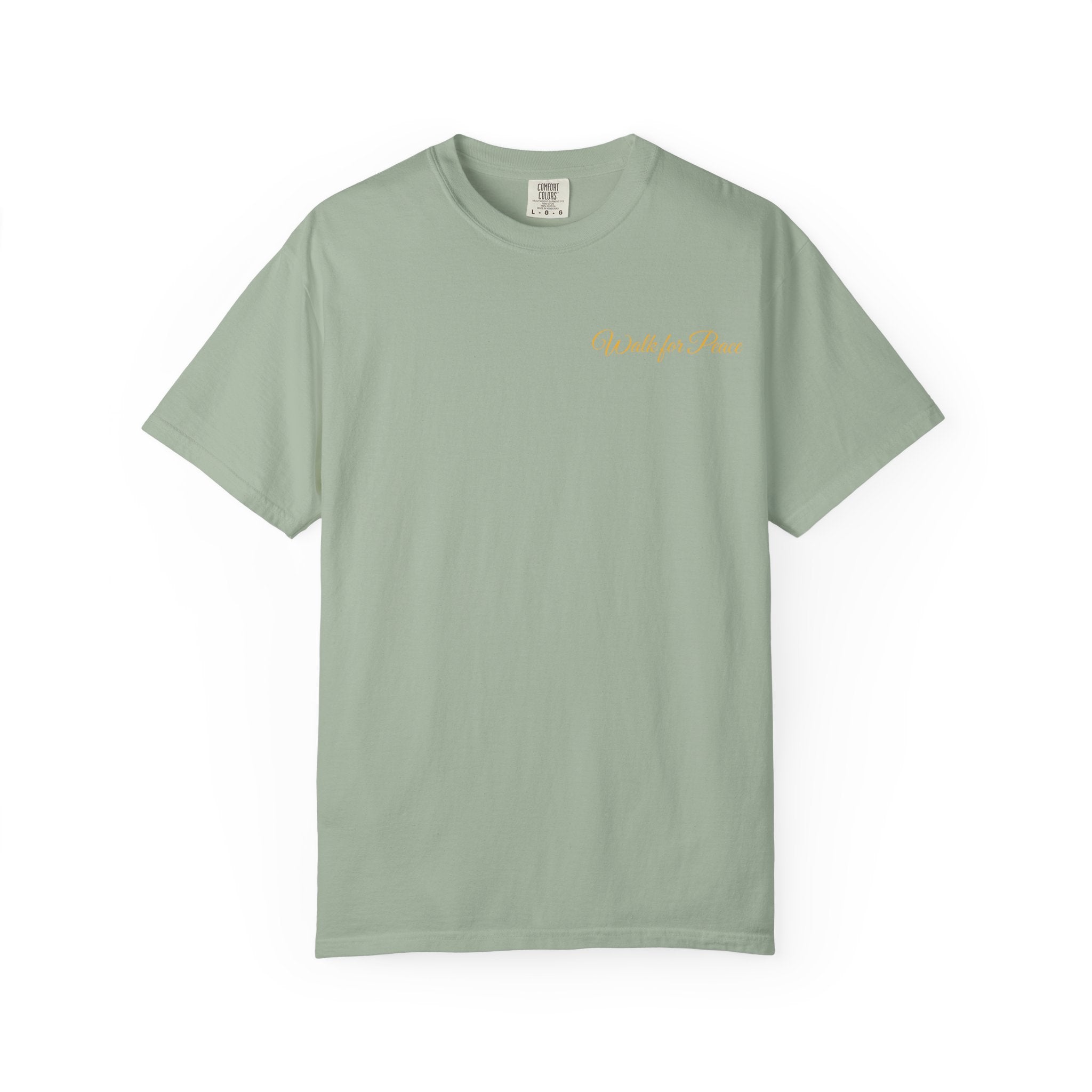 "Walk for Peace," Back design, Unisex Garment-Dyed T-shirt