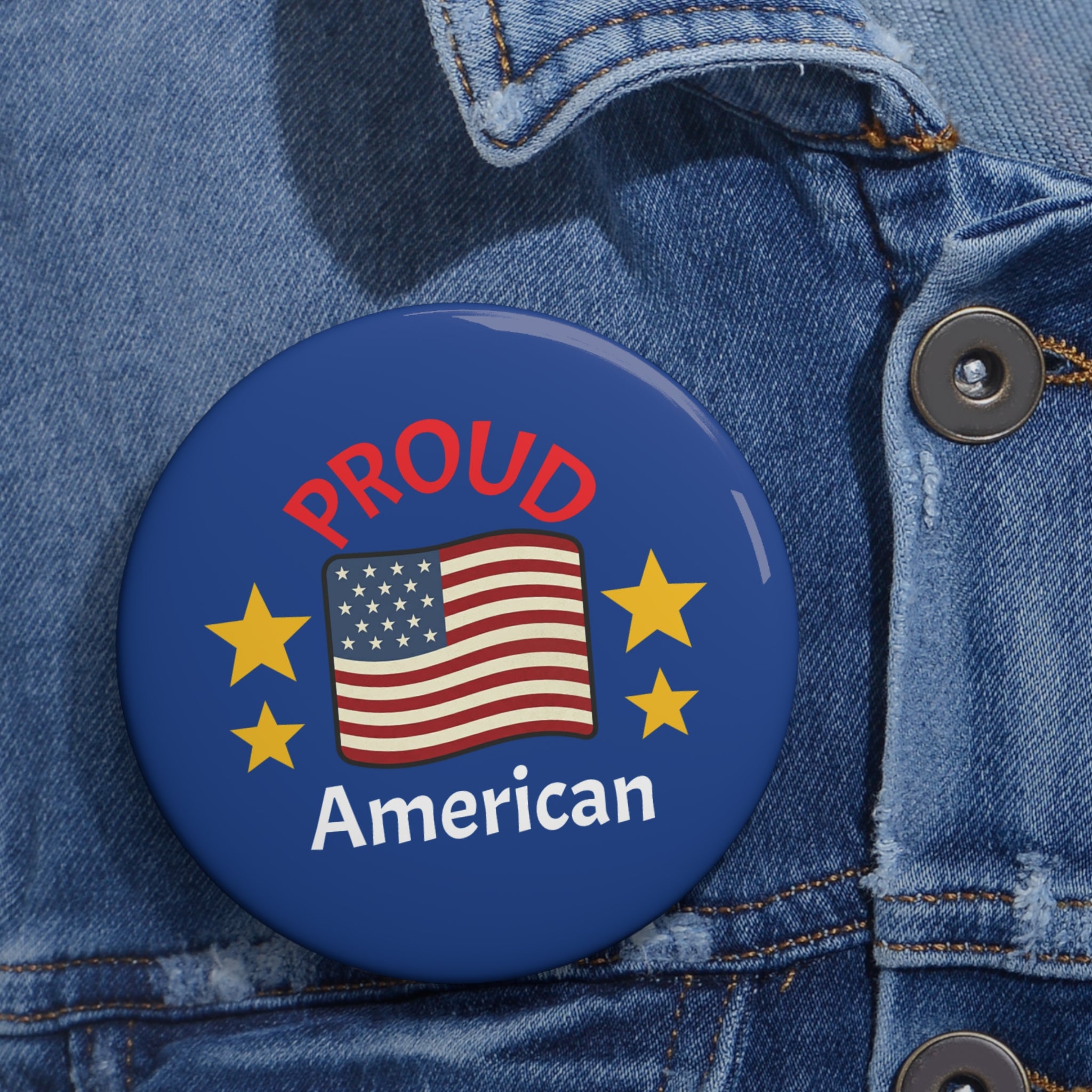 Proud American Pin Button  Badge