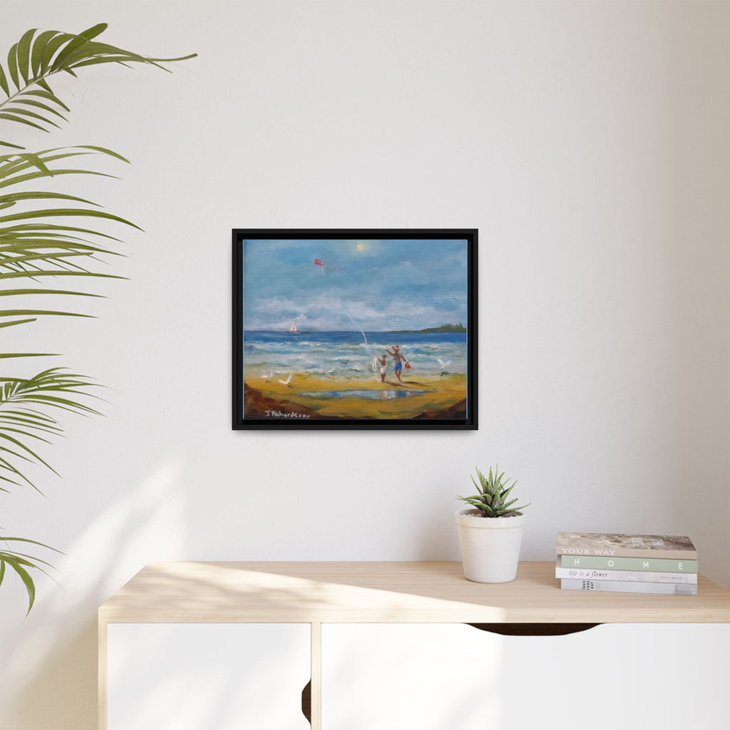 Kite on shore Framed Matte Canvas Wall Art