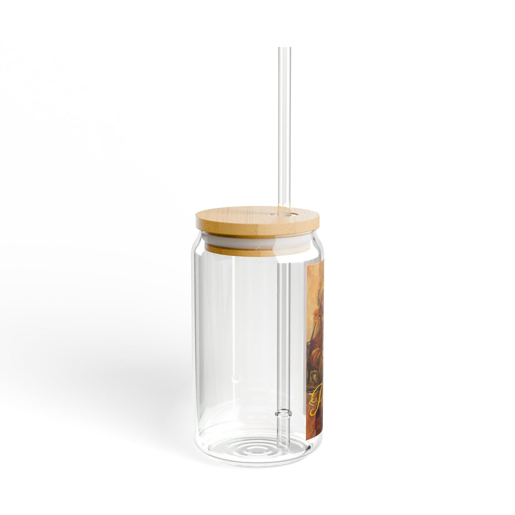 Peaceful Monk Sipper Glass, 16oz Tempered Glass