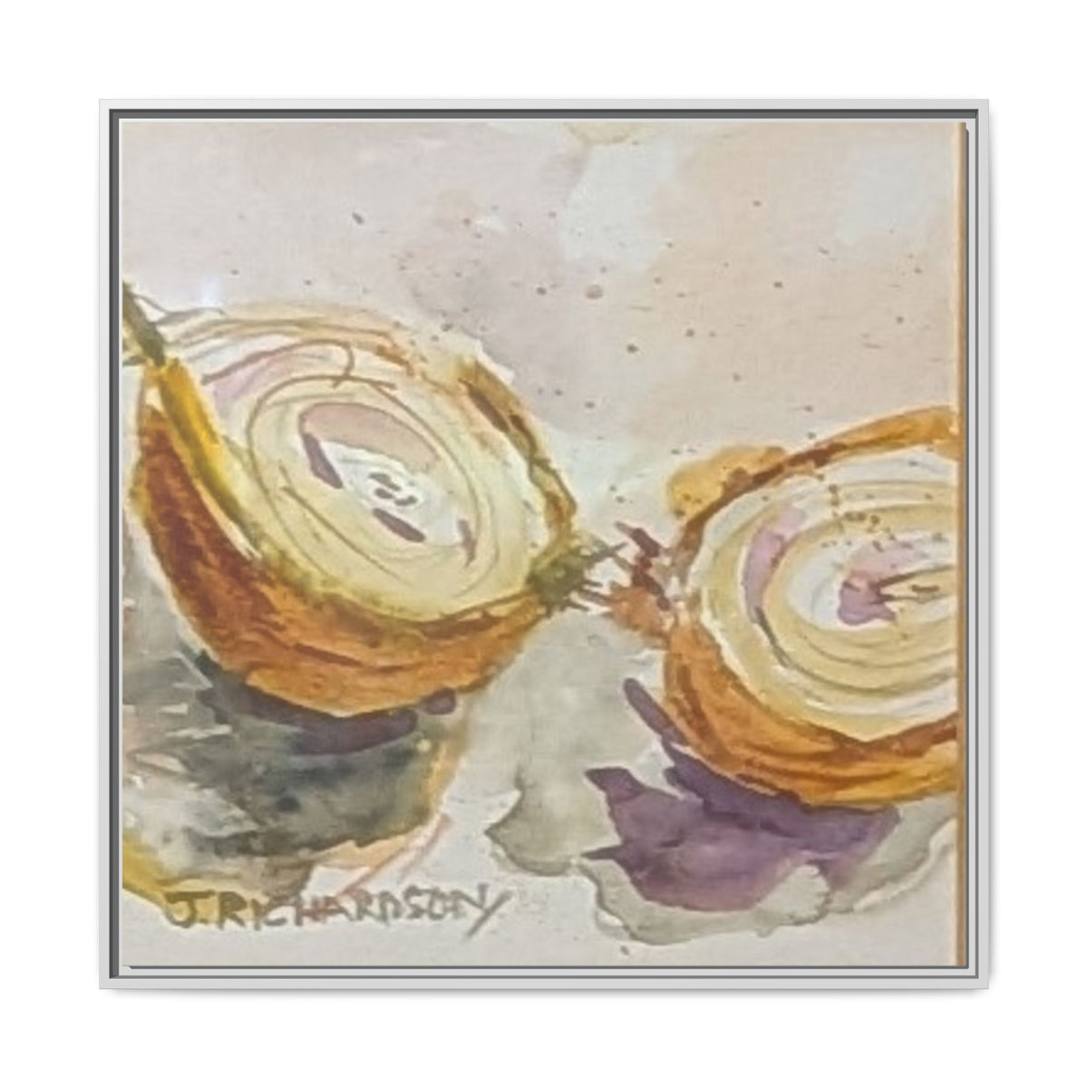 Onion Cut Watercolor Canvas Framed Wall Art | Matte Canvas, Framed
