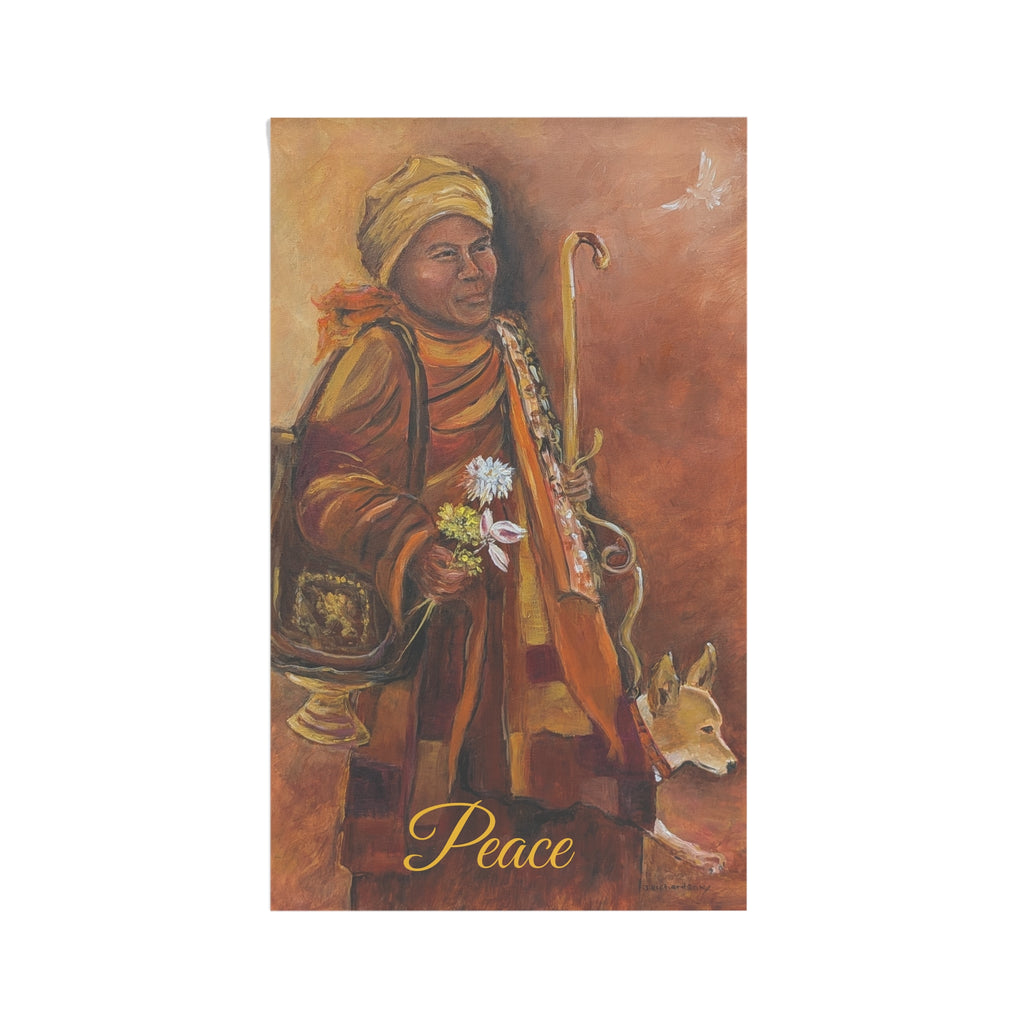 Peaceful House Banner - Monk with Aloka. Outdoor/Indoor Decorative Flag