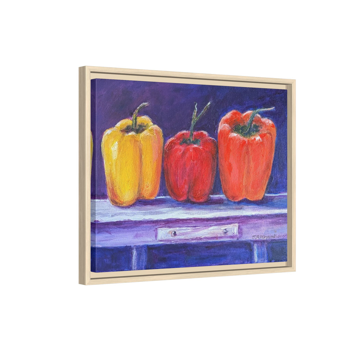 Framed Canvas Print - Colorful Bell Peppers Still Life