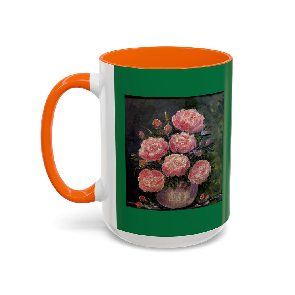 Pink Peony Bouquet Accent Coffee Mug — Floral Tea Cup for Garden Lovers