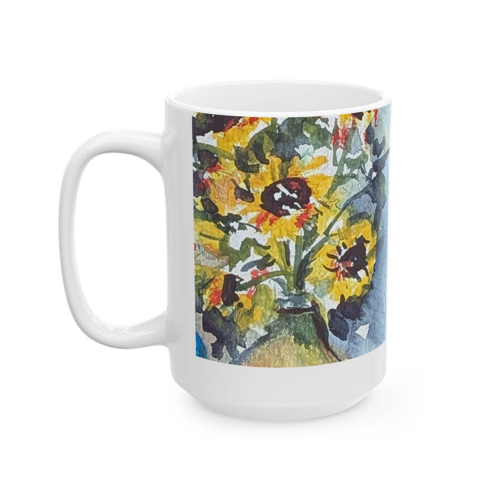 Daisies in a vase Ceramic Mug – Impressionist Bouquet Coffee Cup (11oz & 15oz)