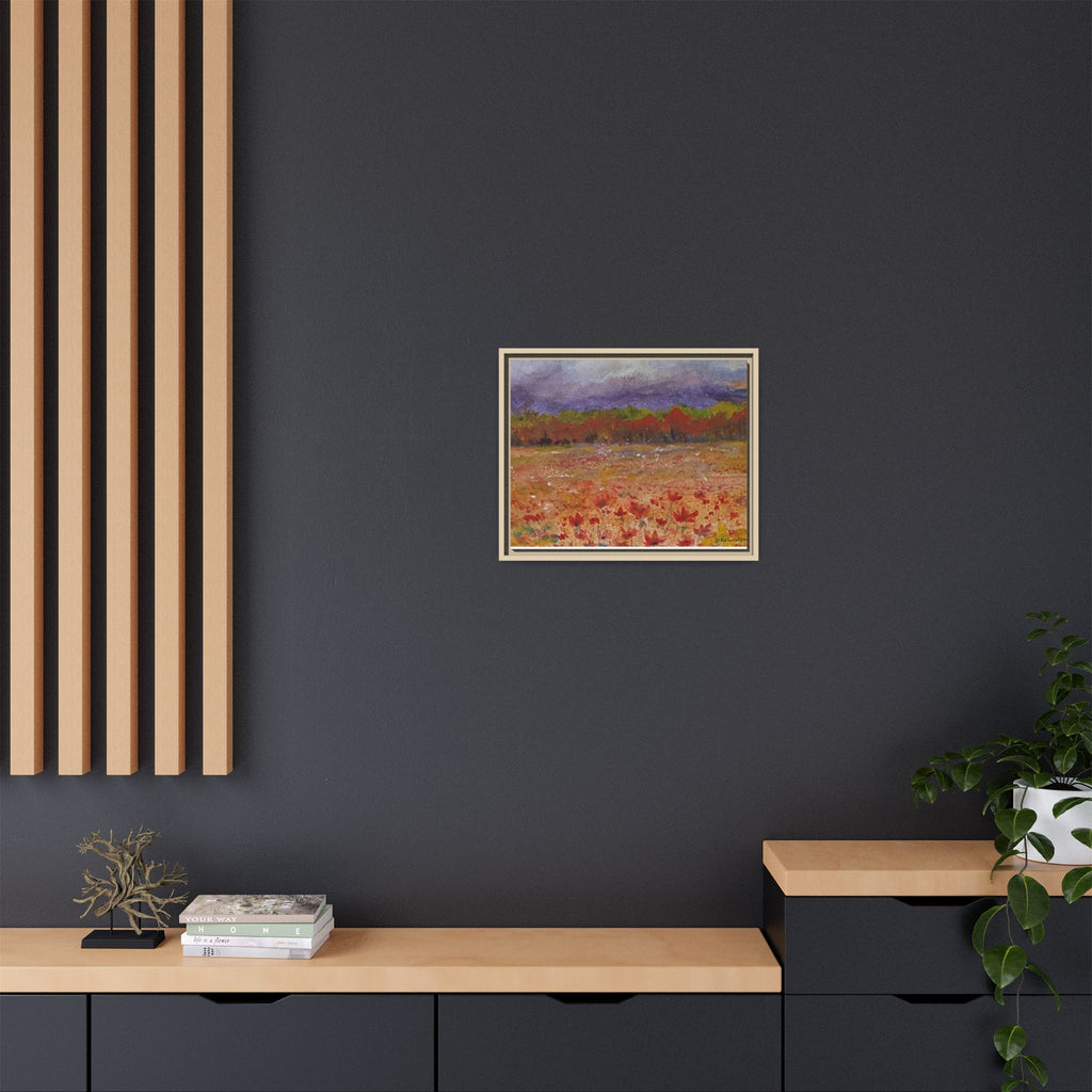 Framed Canvas Wall Art – Autumn Wildflower Meadow Landscape Painting